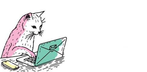 A cute cat working on. laptop and checking mails 