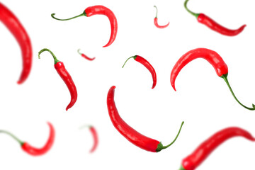 Set red chili pepper on transparent background png