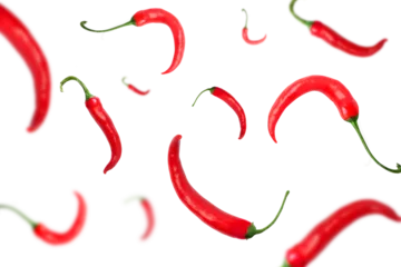 Wall murals Hot chili peppers Set red chili pepper on transparent background png