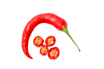 red hot chili peppers with slices on transparent background png
