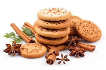 Fototapeta na wymiar Assortment of cinnamon cookies isolated on white background