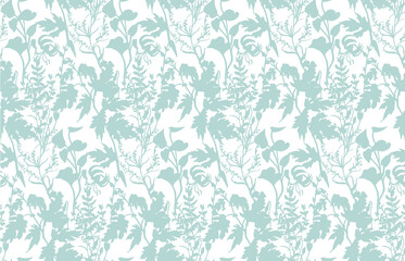 Seamless pattern with herbs and flowers for textile