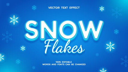 Fototapeta na wymiar snowflakes editable 3d text effect