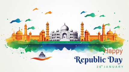 Happy 76th Independence Day of India Illustration. Happy Republic Day 15th August Template Poster Banner Flyer
