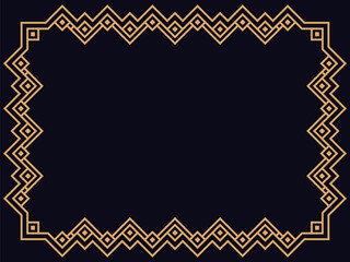 Art deco frame. Vintage linear border. Design a template for invitations, leaflets and greeting cards. Geometric golden frame. The style of the 1920s - 1930s. Vector illustration