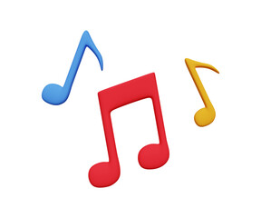 3D music notes, song, melody or tune icon. Podcast, audio streaming, listening entertainment. 3d illustration
