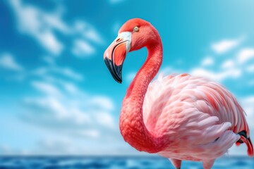 Fototapeta premium Standing pink flamingo