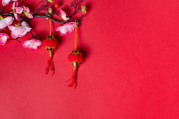 Chinese lantern, lunar new year decoration, on white background.