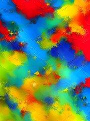 Abstract oil painting  colorful splashing paint