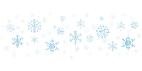 Christmas blue falling snowflakes isolated on white background, vector illustration for winter holiday.