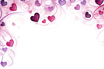 Background with hearts. Border or frame for Valentine's day on a white background with copy space.