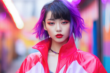 Young Asian woman in vintage retro clothing