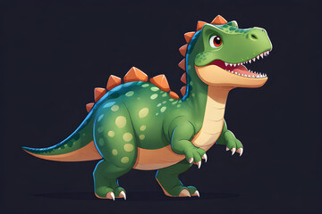 Obraz premium A cute dinosaur, cartoon, 2D. Generative AI