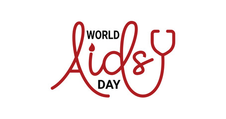 World aids day handwritten calligraphy text vector illustration. Great for events, and campaigns to prevent the spread of AIDS throughout the world.