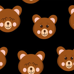 bear seamless pattern. cute animal in flat style.