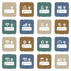 Router Icons. Grunge Color Flat Design. Vector Illustration.