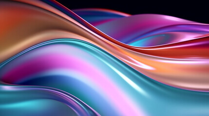 Minimal banner background. Colored holographic wave, modern wallpaper design. Generative AI