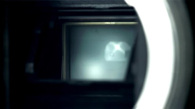 Operation of camera matrix shutters. Macro shot. Filmed on a high-speed camera at 1000 fps. High quality FullHD footage