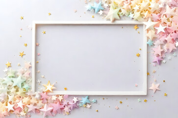 Abstract pastel color stars border framework for invitation or congratulation