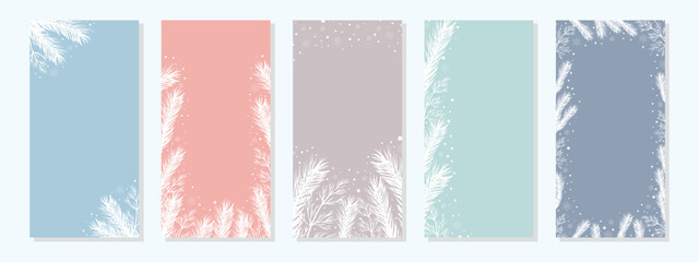 Christmas poster. Vector illustration of a Christmas background with Christmas tree branches and snow. Christmas phone template.