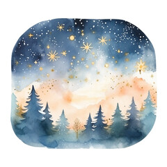 Watercolor Christmas Night Sky Serene