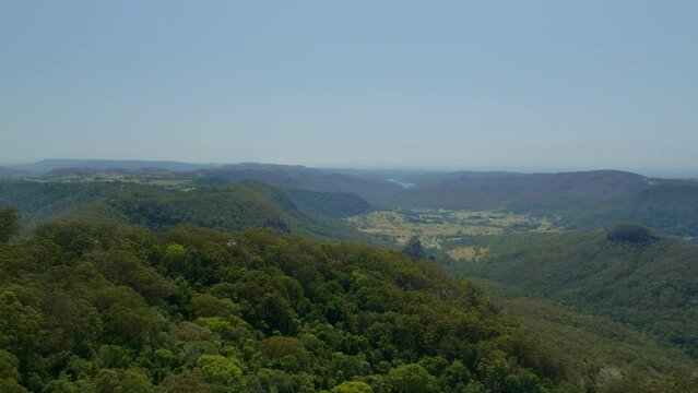 Binna Burra Mountain Lodge, Queensland Hinterland Getaway With Mountain And Rainforest View, High Level Drone Slow Motion 4K