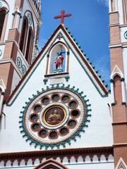 Puducherry, India - Oct 16 2023: The Sacred Heart Basilica church in Pondicherry.