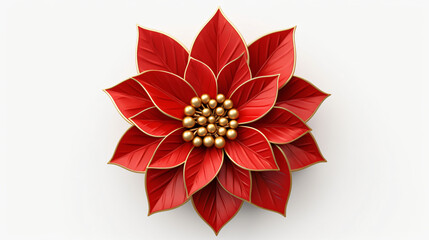 3D Red and Gold Christmas poinsettia
