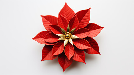 3D Red and Gold Christmas poinsettia