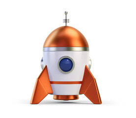 3D space rocket. Business startup concept. 3D render Isolated on transparent background