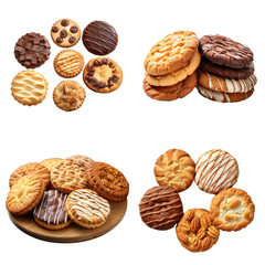 Fototapeta na wymiar Set of Delicious Cookies isolated on white background