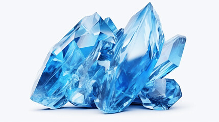 3d render blue crystal isolated on white background