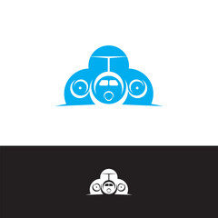 cloud and plane logo design icon illustration