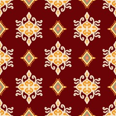 Ethnic vintage retro oriental geometric style seamless pattern. Abstract traditional folk. Ikat tropical texture textile background. Abstract hand drawing.