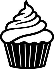 Birthday cupcake silhouette icon. Vector template for tattoo or laser cutting.