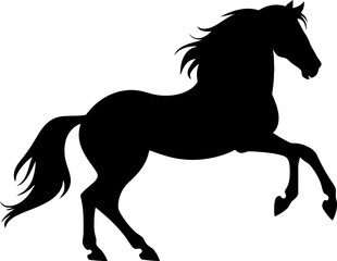 Horse silhouette icon in black color. Vector template for tattoo or laser cutting.