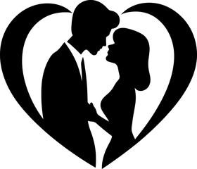 Valentines day love couple silhouette in black color. Laser cutting eps10 vector template. - obrazy, fototapety, plakaty