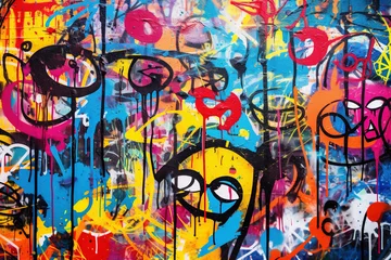 Sierkussen Graffiti wall abstract background. Idea for artistic pop art background backdrop. © arhendrix