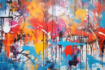 Graffiti wall abstract background. Idea for artistic pop art background backdrop. - obrazy, fototapety, plakaty