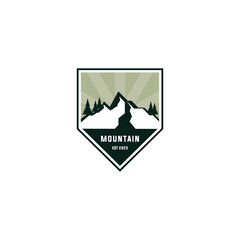 Outdoor adventure mountain badge logo template vector
