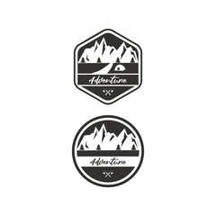 Outdoor adventure badge logo template vector