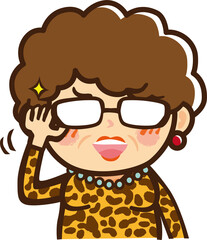 めがねをかけてる大阪のおばちゃんのイラスト