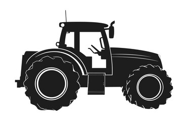 Tractor Silhouette Clipart, Silhouette of tractor illustration Vector 