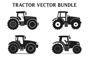 Tractor Silhouettes Clipart, Silhouette of tractor illustration Vector Bundle