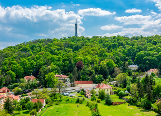 Petrin hill with lookout tower in Prague, Czech Republic