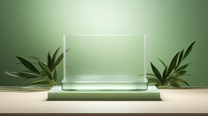 Translucent glass podium serene green.