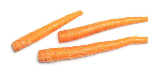 Old carrots isolated on a white background