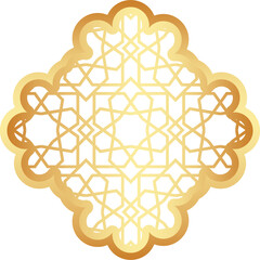Islamic golden frame shape. Ramadan window with ornament. Oriental decoration design. Arabian traditional element