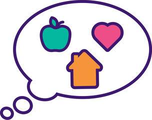 Cute dream bubble of homeless Parrot. Homeless Tropical Parrot waits for owner help. Pets and animals care. Vector cartoon illustration in thick stroke isolated on white background