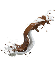 Chocolate and milk wave splashes.